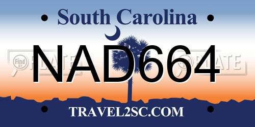 NAD664 South Carolina License Plate