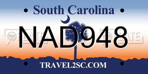 NAD948 South Carolina License Plate