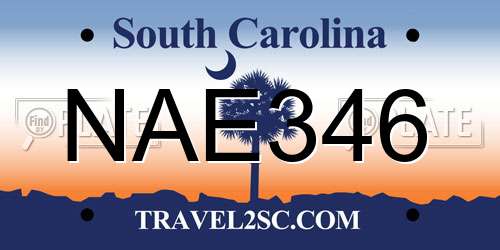 NAE346 South Carolina License Plate