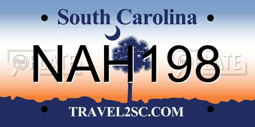 NAH198 South Carolina License Plate