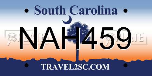 NAH459 South Carolina License Plate