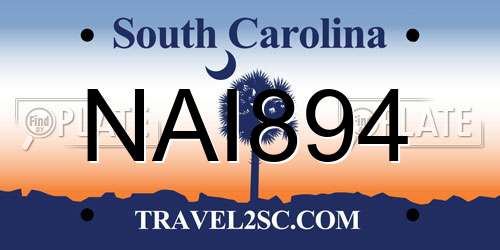NAI894 South Carolina License Plate
