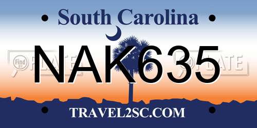 NAK635 South Carolina License Plate