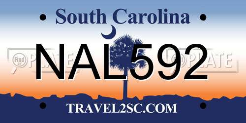 NAL592 South Carolina License Plate