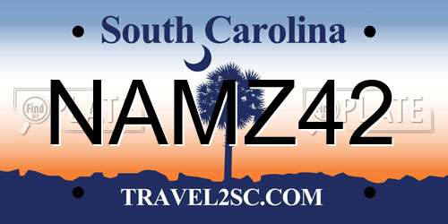 NAMZ42 South Carolina License Plate