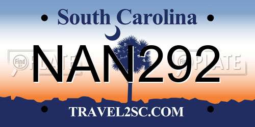 NAN292 South Carolina License Plate