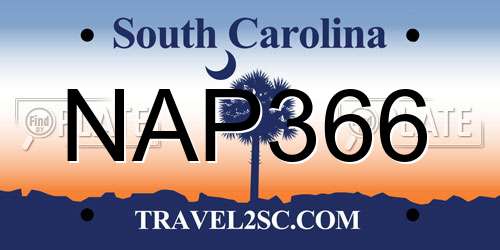 NAP366 South Carolina License Plate