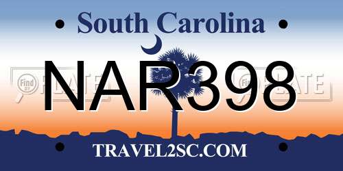 NAR398 South Carolina License Plate
