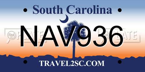 NAV936 South Carolina License Plate