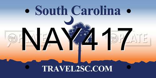 NAY417 South Carolina License Plate