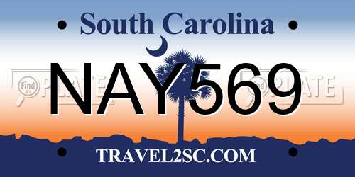 NAY569 South Carolina License Plate