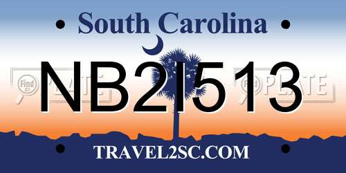 NB2I513 South Carolina License Plate