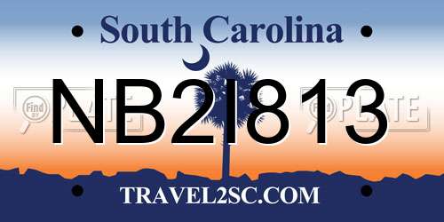 NB2I813 South Carolina License Plate