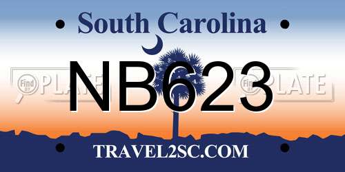 NB623 South Carolina License Plate