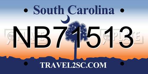 NB71513 South Carolina License Plate