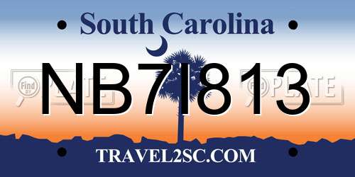 NB7I813 South Carolina License Plate