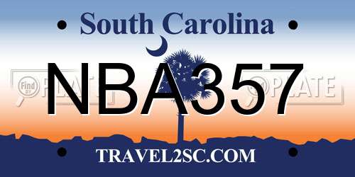 NBA357 South Carolina License Plate