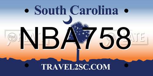 NBA758 South Carolina License Plate