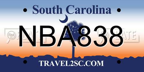 NBA838 South Carolina License Plate