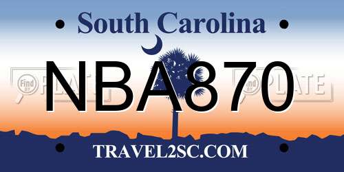 NBA870 South Carolina License Plate