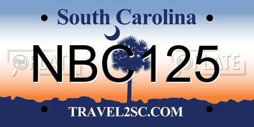 NBC125 South Carolina License Plate