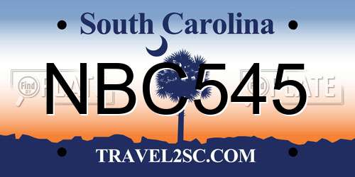 NBC545 South Carolina License Plate