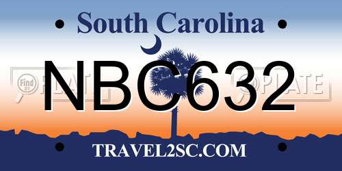 NBC632 South Carolina License Plate