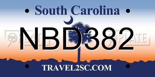 NBD382 South Carolina License Plate