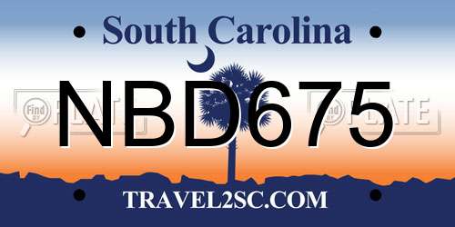 NBD675 South Carolina License Plate