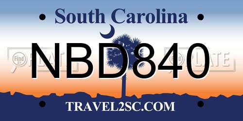 NBD840 South Carolina License Plate