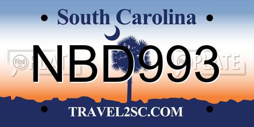 NBD993 South Carolina License Plate