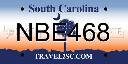 NBE468 South Carolina License Plate
