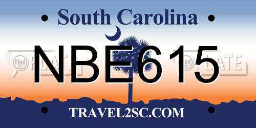 NBE615 South Carolina License Plate
