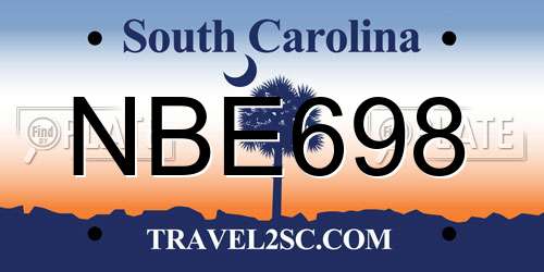 NBE698 South Carolina License Plate