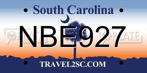 NBE927 South Carolina License Plate