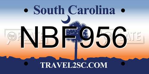 NBF956 South Carolina License Plate