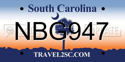 NBG947 South Carolina License Plate