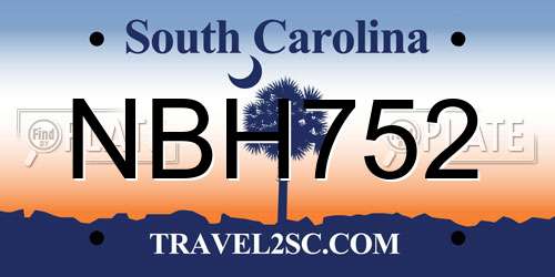 NBH752 South Carolina License Plate