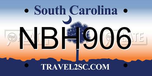 NBH906 South Carolina License Plate