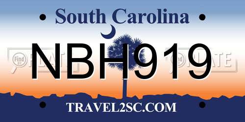 NBH919 South Carolina License Plate