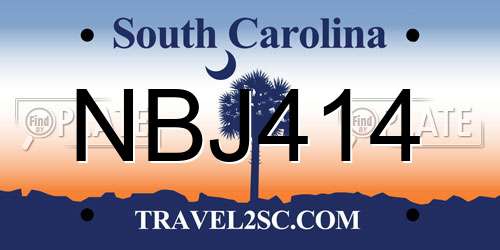 NBJ414 South Carolina License Plate