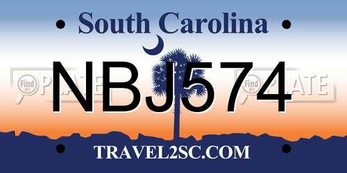 NBJ574 South Carolina License Plate