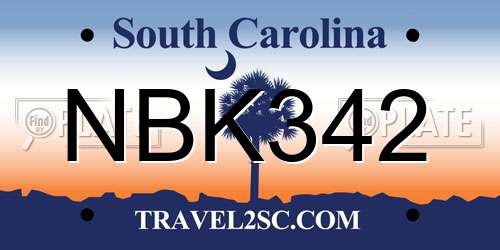 NBK342 South Carolina License Plate