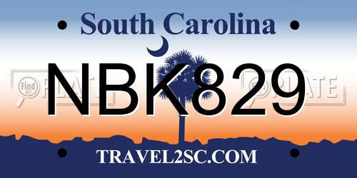 NBK829 South Carolina License Plate