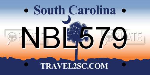 NBL579 South Carolina License Plate