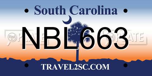 NBL663 South Carolina License Plate