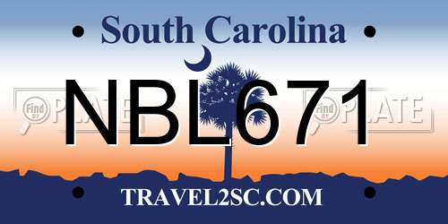 NBL671 South Carolina License Plate
