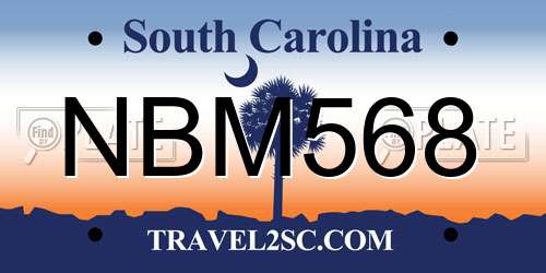 NBM568 South Carolina License Plate