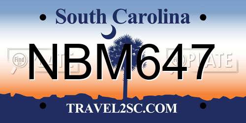 NBM647 South Carolina License Plate