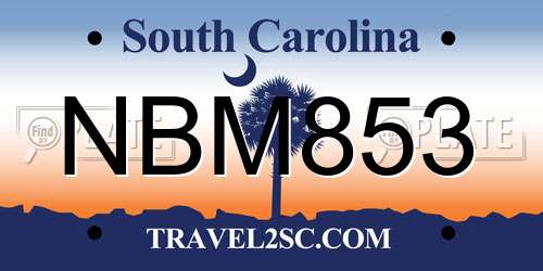 NBM853 South Carolina License Plate